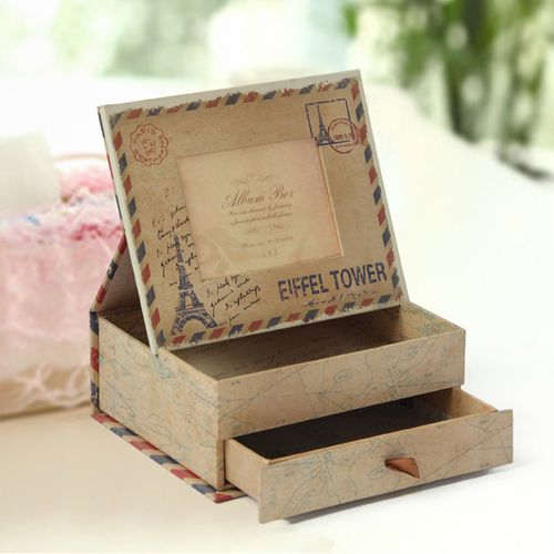 相框盒创意精美英伦风硬纸板收纳盒埃菲尔铁塔首饰收纳盒厂家